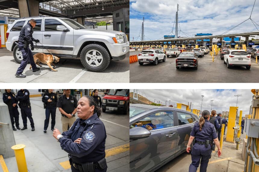 En el marco de las políticas fronterizas del gobierno de Trump, muchos agentes del puesto fronterizo de San Ysidro han pasado de desempeñar tareas administrativas a realizar labores de control e inspecciones sobre el terreno. (John Fredricks/The Epoch Times).