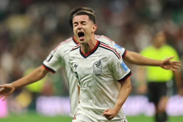 Álvaro Fidalgo de México celebra un gol este miércoles, en un partido del grupo A del Mundial de la FIFA 2026 entre República Checa y México en el estadio Azteca en Ciudad de México, México. (EFE/ Isaac Esquivel)