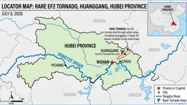 Raro tornado EF2 devasta una ciudad en Hubei, China: 11 muertos