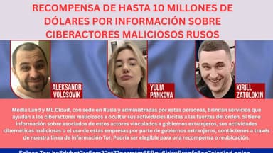 EE. UU. ofrece USD 10 millones por información sobre rusos acusados de delitos cibernéticos en 21 estados