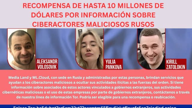 EE. UU. ofrece USD 10 millones por información sobre rusos acusados de delitos cibernéticos en 21 estados
