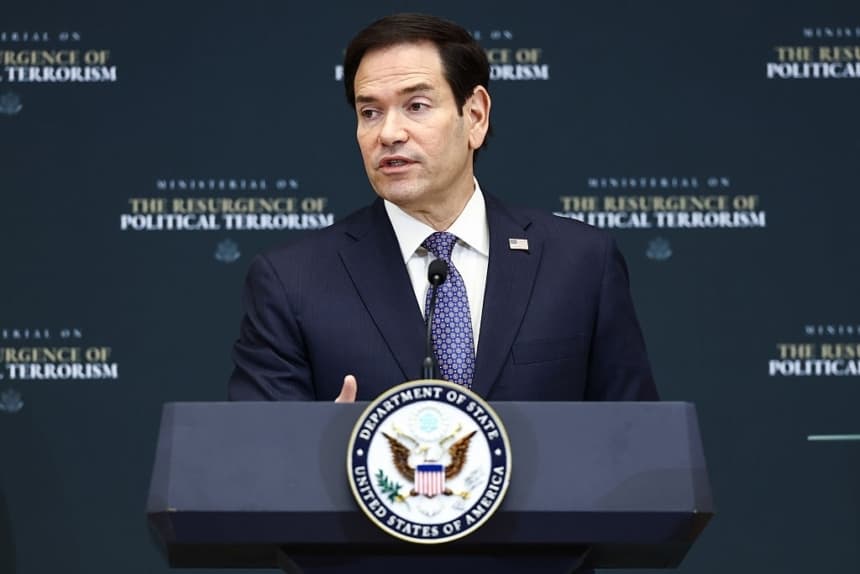 El secretario de Estado de EE. UU., Marco Rubio, pronuncia el discurso de apertura durante la Reunión Ministerial sobre el Resurgimiento del Terrorismo Político en el Departamento de Estado, en Washington, D.C., el 16 de julio de 2026. (Finn Gomez/Getty Images)
