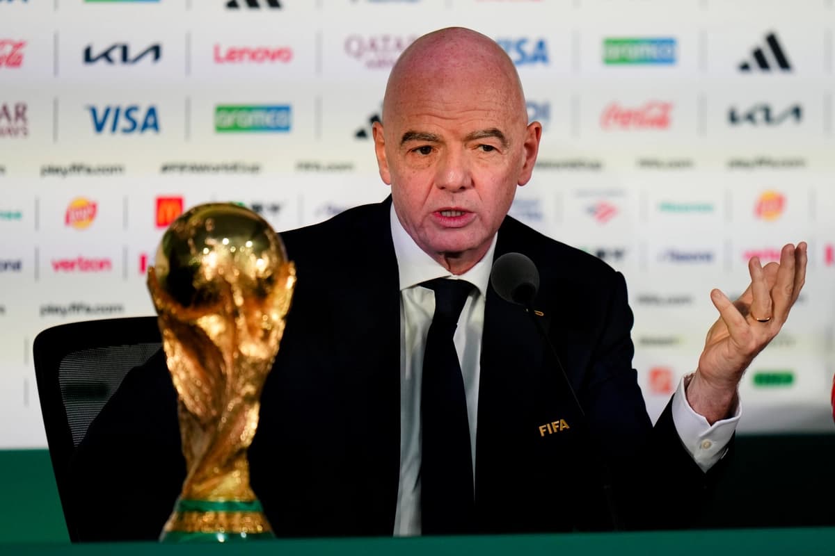 El presidente de la FIFA, Gianni Infantino, en una conferencia de prensa en la Ciudad de México el 10 de junio de 2026. (Eduardo Verdugo/Foto de AP)
