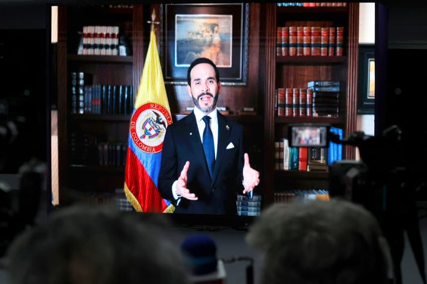 El presidente electo de Colombia, Abelardo de la Espriella, habla en una trasmisión este 6 de agosto de 2026, en Cali, Colombia. (EFE/ Mauricio Dueñas Castañeda)
