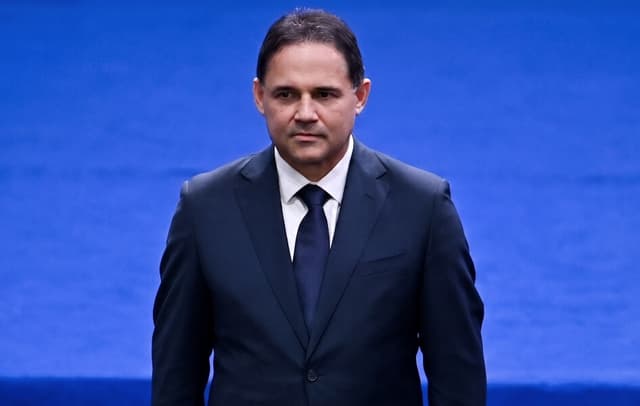 El presidente del Senado en Colombia, Honorio Enríquez, durante la toma de posesión presidencial en la Arena USC el 7 de agosto de 2026 en Cali, Colombia. (Gabriel Aponte/Getty Images)