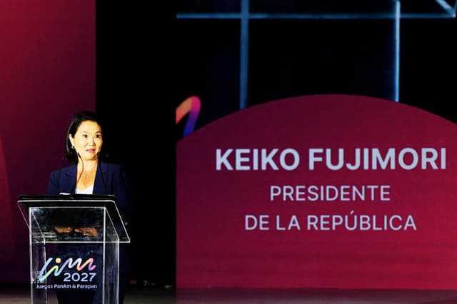 La presidenta de Perú, Keiko Fujimori, en Lima, el 6 de agosto de 2026. (Connie FRANCE / AFP vía Getty Images)
