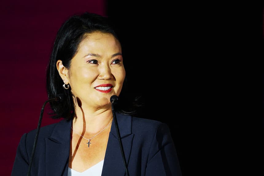 La presidenta de Perú, Keiko Fujimori, en Lima, el 6 de agosto de 2026. (Connie FRANCE / AFP vía Getty Images)