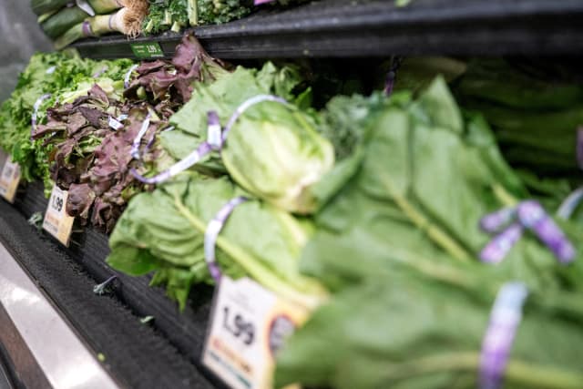 Lechuga expuesta en un supermercado de Washington el 24 de julio de 2026. (Nathan Howard/Reuters)