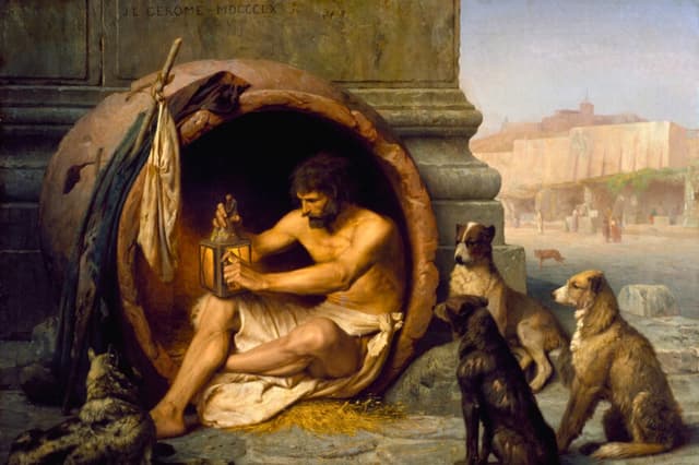 "Diógenes", 1860, de Jean-Léon Gérôme. Óleo sobre lienzo; 29 5/16 pulgadas por 39 3/4 pulgadas. Adquirido por William T. Walters, 1872. Museo de Arte Walters, Baltimore. (Dominio público).