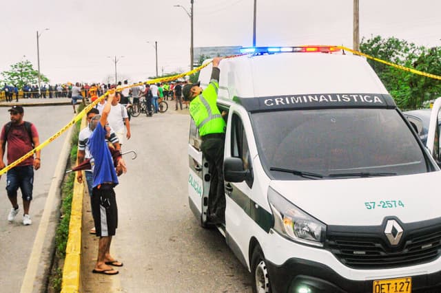 Una camioneta de la policía, cerca de Barranquilla, Colombia, el 31 de mayo de 2024. (JESÚS RICO/AFP vía Getty Images)
