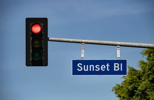 Sunset Blvd. en Los Ángeles, el 21 de octubre de 2021. (John Fredricks/The Epoch Times)