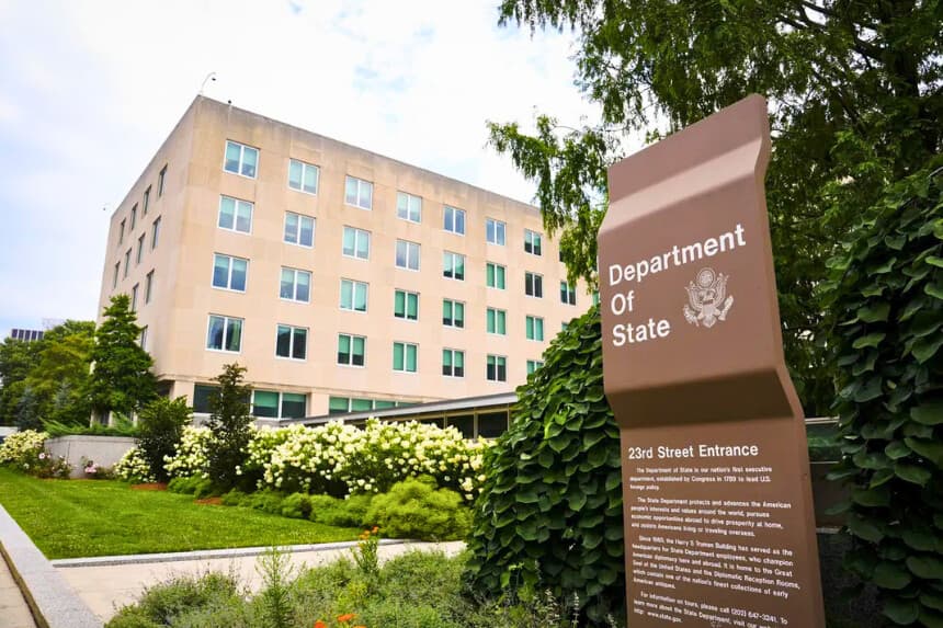 El edificio del Departamento de Estado en Washington el 27 de julio de 2023. (Madalina Vasiliu/The Epoch Times).