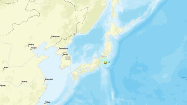 Un mapa muestra la ubicación de un terremoto de magnitud 5,8 sacude el este de Japón. (USGS/Captura de pantalla vía The Epoch Times)