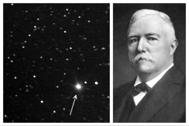(Izquierda) Estrella descubierta por Edward Emerson Barnard en 1916. (Derecha) Barnard fue un astrónomo observacional de gran talento. (Dominio público).