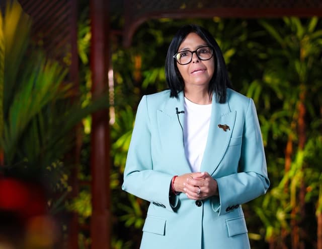 Fotografía difundida de la presidenta encargada, Delcy Rodríguez, en Caracas, Venezuela. (EFE/ Presidencia de Venezuela)
