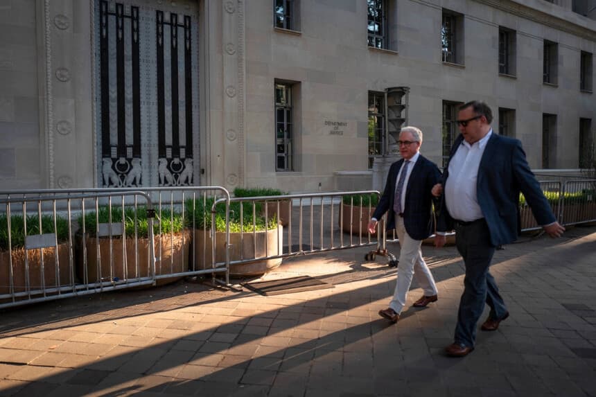 El edificio del Departamento de Justicia en Washington el 18 de mayo de 2026. (Madalina Kilroy/The Epoch Times).