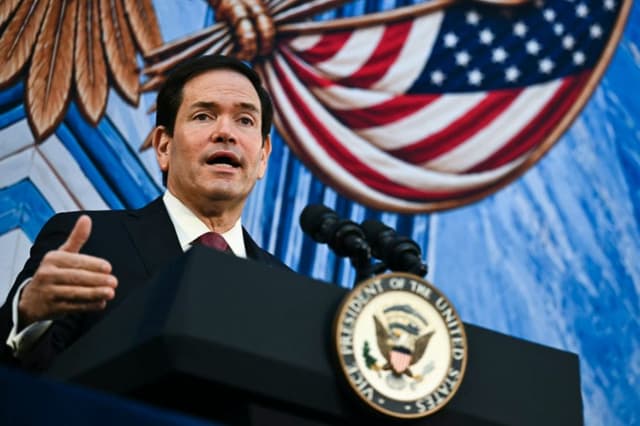 El secretario de Estado de EE. UU., Marco Rubio, habla durante un evento de lanzamiento de The Foundry School en el Instituto de la Paz de EE. UU., en Washington, D.C., el 3 de septiembre de 2026. (Kent NISHIMURA / AFP vía Getty Images)