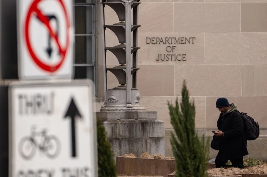 El Departamento de Justicia de EE. UU. en Washington, el 6 de enero de 2026. (Madalina Kilroy /The Epoch Times)