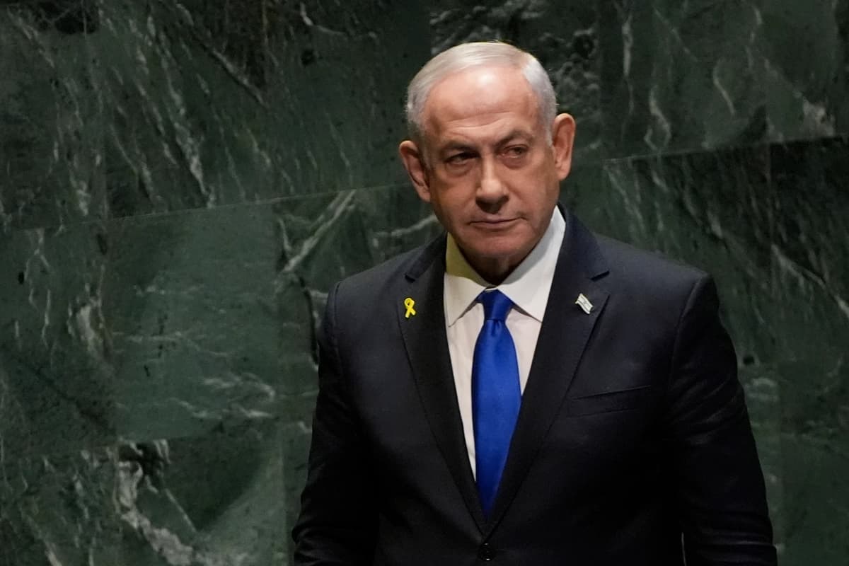 El primer ministro israelí, Benjamin Netanyahu, se dirige a la 79.ª sesión de la Asamblea General de las Naciones Unidas en Nueva York el 27 de septiembre de 2024. (Pamela Smith/AP Photo)