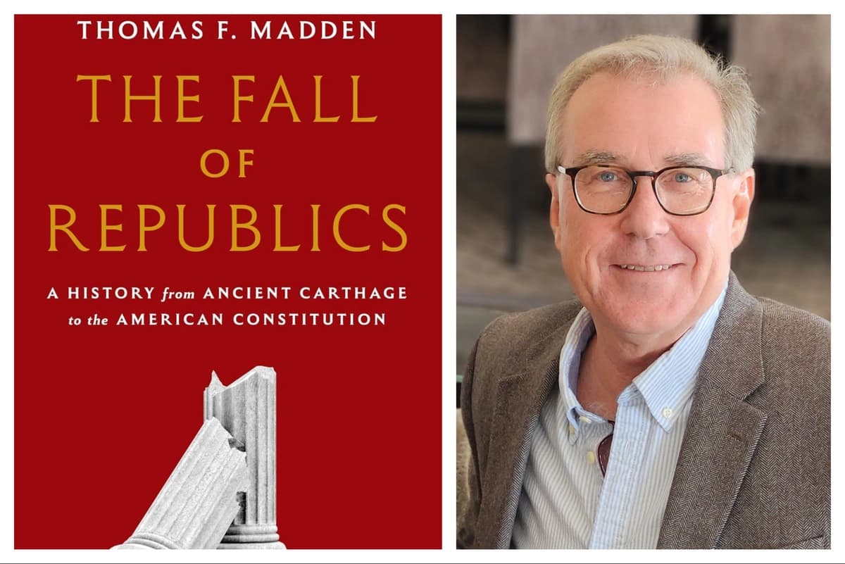 «La caída de las repúblicas» presenta el auge y la caída de los gobiernos desde la época de los cartagineses hasta la América actual. El historiador Thomas F. Madden subraya la importancia de estudiar estas formas de gobierno del pasado, tal como lo hicieron los Padres Fundadores. (Cortesía de Thomas F. Madden).