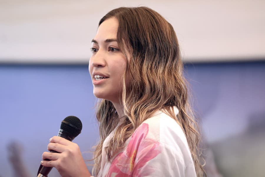 Claudia Macero, jefa de comunicaciones de la líder de la oposición y premio nobel de la paz María Corina Machado, habla en una rueda de prensa este lunes, en Caracas, Venezuela. (EFE/ Miguel Gutiérrez)