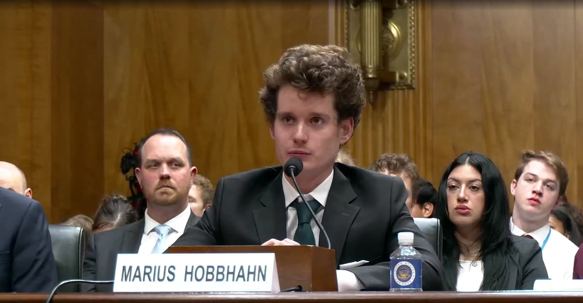 El director ejecutivo y fundador de Apollo Research, Marius Hobbhahn, interviene en una audiencia del Congreso sobre las amenazas a la seguridad de la IA el 30 de septiembre de 2026. (Captura de pantalla vía Congress.gov.)