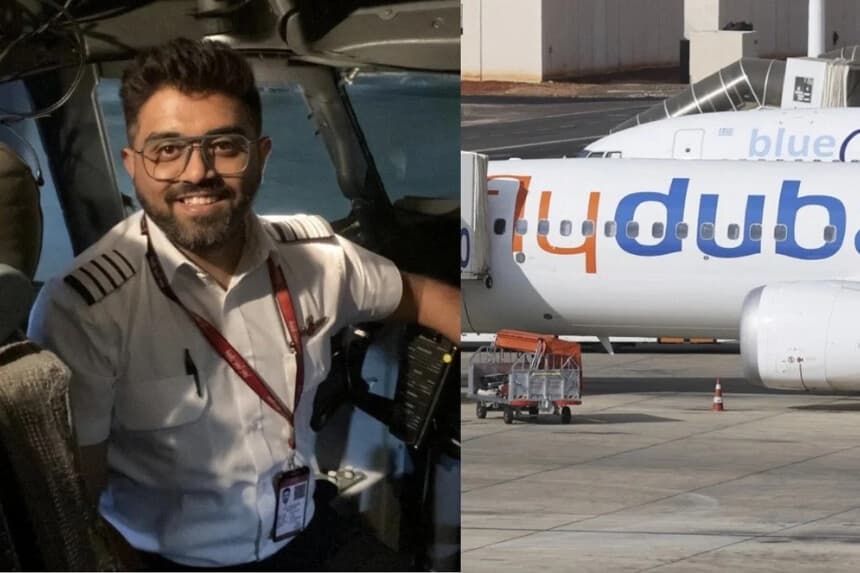 (Izquierda) Una imagen sin fecha del piloto indio Smit Machchhar en la cabina de un avión de Flydubai (Ministerio de Relaciones Exteriores de Israel/vía Reuters); (Derecha) Viajeros suben a bordo de un avión de Flydubai en el Aeropuerto Internacional Ben Gurión de Tel Aviv, Israel, el 30 de septiembre de 2026. (Ammar Awad/Reuters).