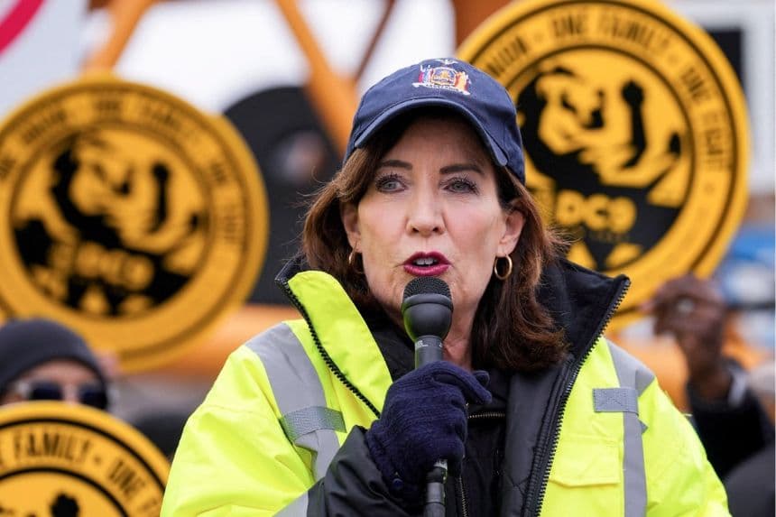 La gobernadora de Nueva York, Kathy Hochul, en Nueva York, el 17 de febrero de 2026. (REUTERS/Adam Gray)