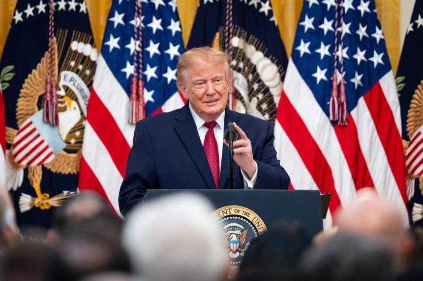 El presidente Donald Trump organiza un evento en el Salón Este de la Casa Blanca en Washington, el 30 de septiembre de 2026. (Madalina Kilroy/The Epoch Times)