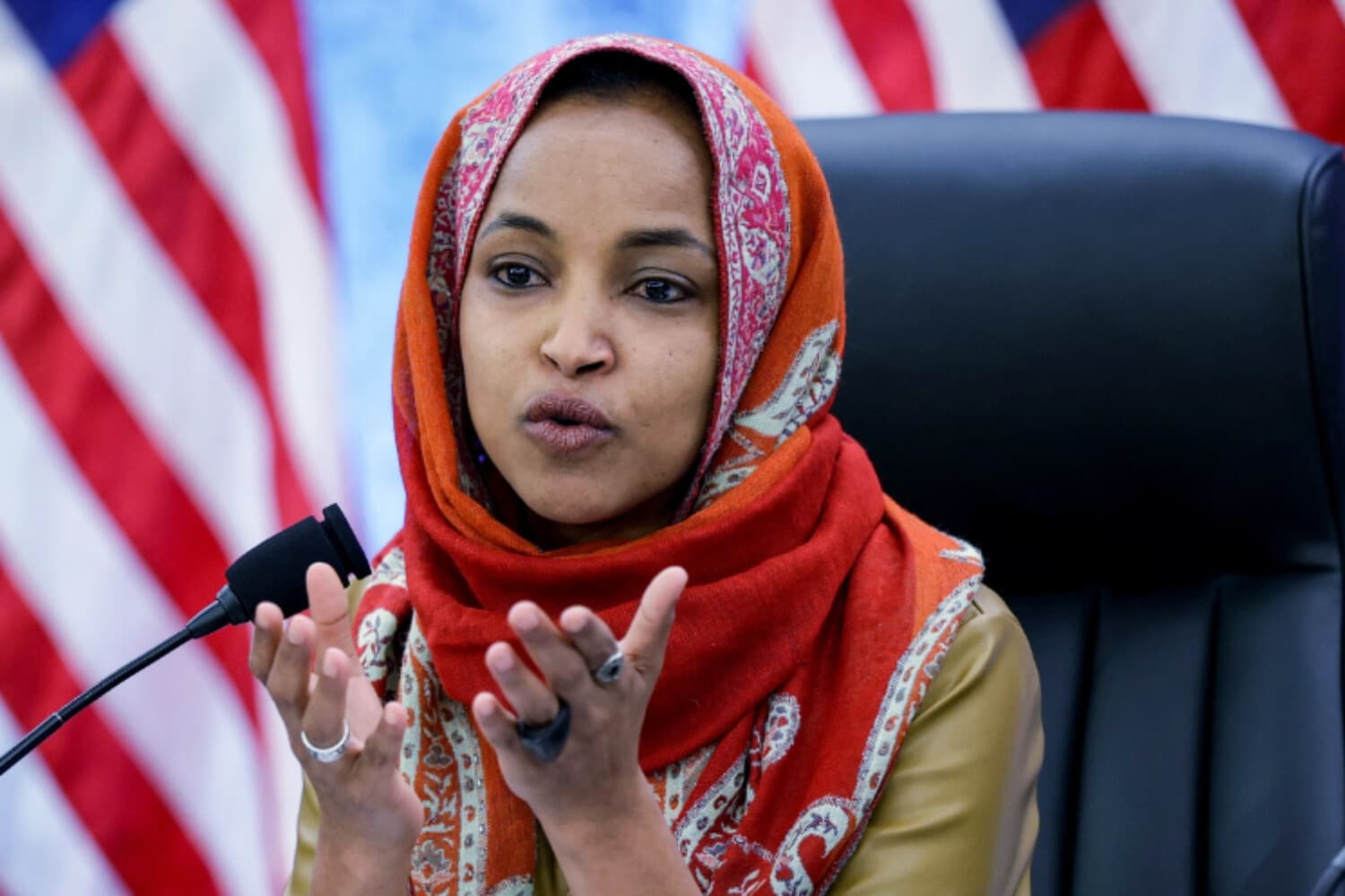 La representante Ilhan Omar (demócrata por Minnesota) en el Capitolio de los Estados Unidos, en Washington, el 12 de febrero de 2026. (Alex Wong/Getty Images).